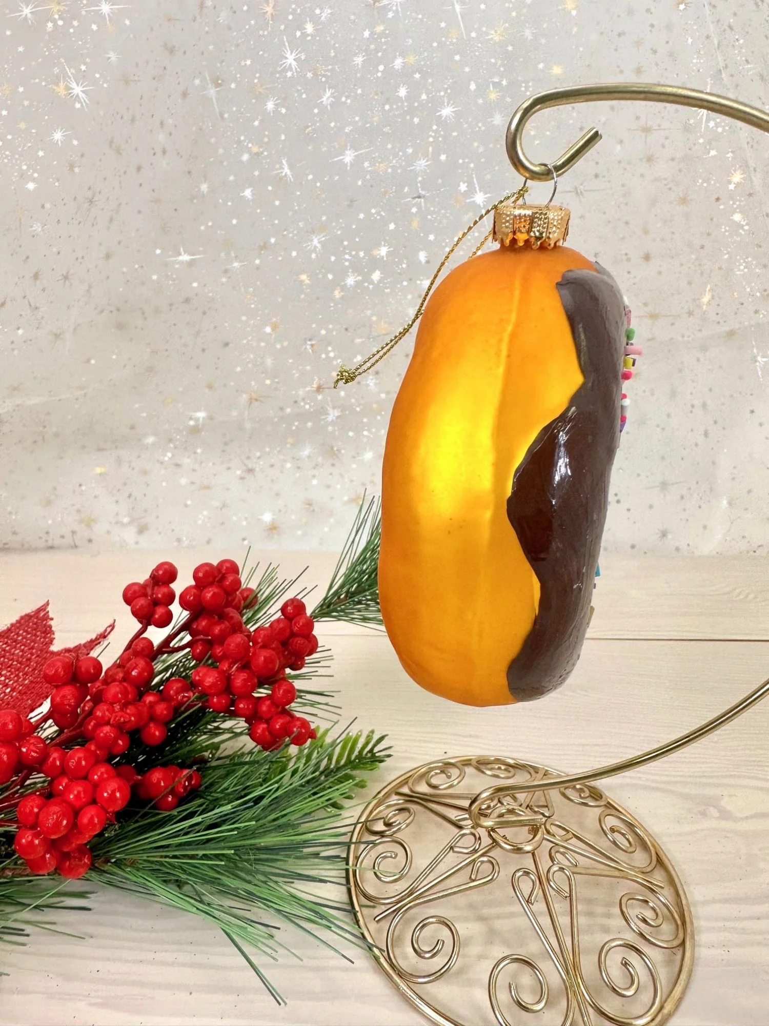 Chocolate Donut Blown Glass Ornament
