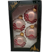 Christmas By Krebs 2 5/8 Glass Balls - Gold Caps - Snow Sparkle - 4 Pack