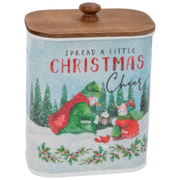 Snowman Canister with Wooden Lid -