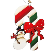 Candy Cane Snowman Christmas Ornament