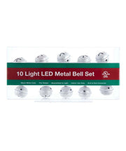 10-Light Silver Bell With Warm White LED Light Set