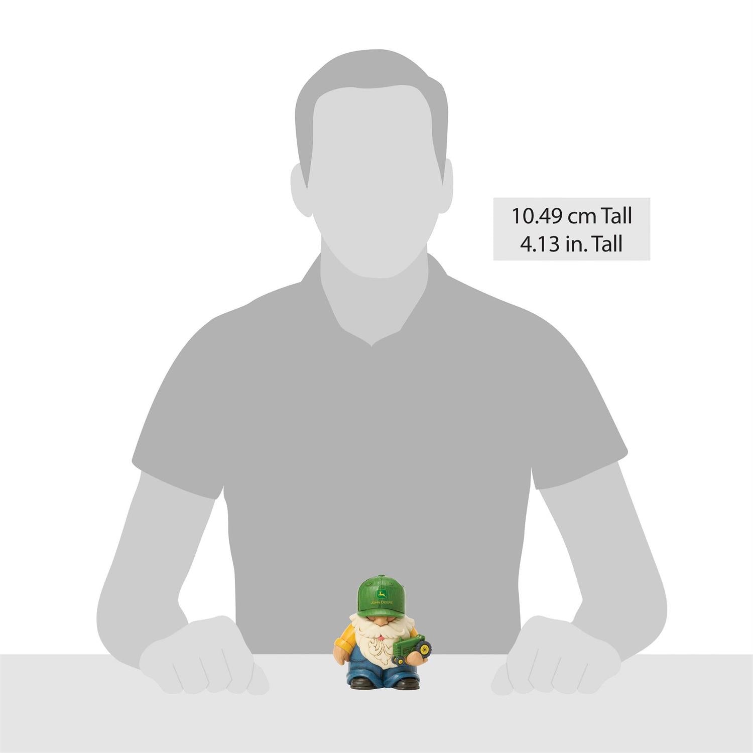 Farmer Gnome Holding Deere Tractor