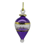 Lattice Glass Ornaments With Gold Accents - Purple Teardrop