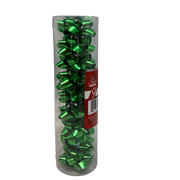 9 Tiny Metallic Bows In A Tube - Green Metallic