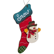 Snowdrift's Stocking Magic: Hand-Painted Plywood Ornament