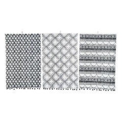 Tea Towel Black Pattern And Pom Poms by Homeportonline