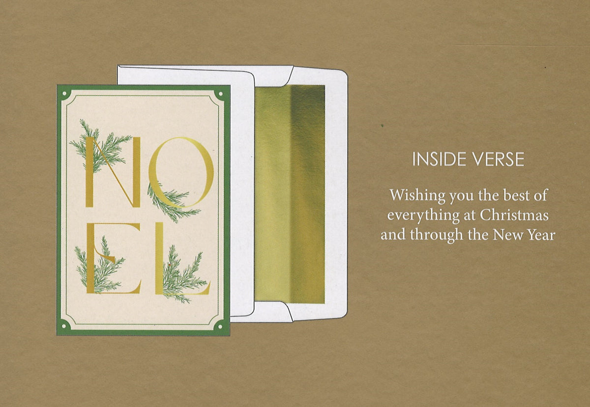 Foil Accented Embossed Cards (Noel with Evergreens)