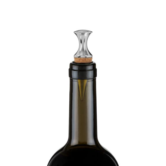 Wine Bottle Stopper Chrome Metal & Cork Monarch by Homeportonline