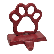 Cast Iron Paw Print Stocking Holder - Red