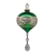 Emerald Splendor Diamond Top Ornament with Crystal Dangles