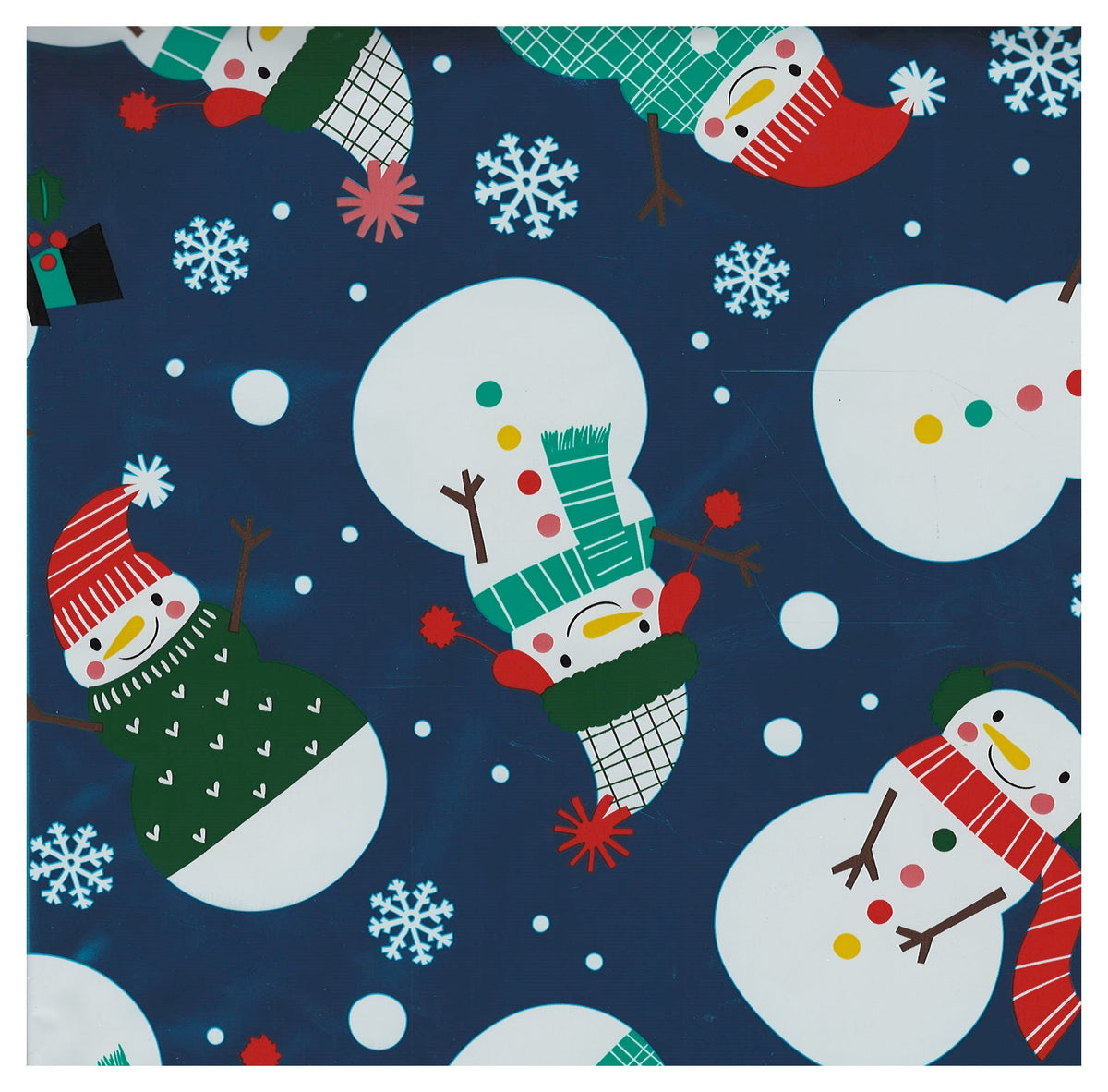 Jumbo Pullstring Gift Bag - Deep Sky Blue Snowmen