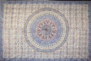 Tapestry Twin Size Kalamkari Circle Blue & Red by Homeportonline