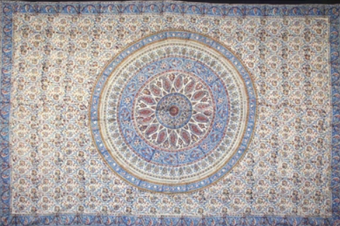 Tapestry Twin Size Kalamkari Circle Blue & Red by Homeportonline