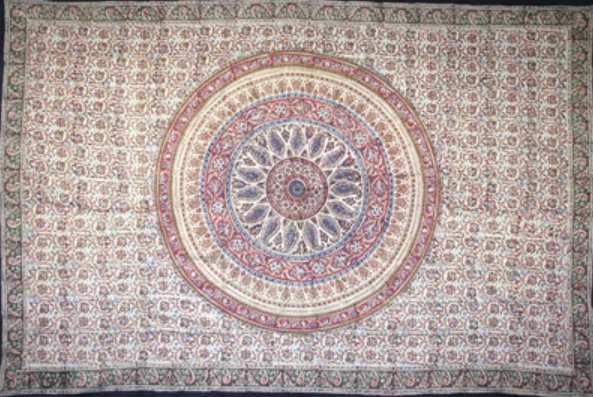 Tapestry Twin Size Kalamkari Circle Red & Green by Homeportonline