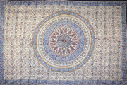 Tapestry Full Size Kalamkari Circle Blue / Red by Homeportonline