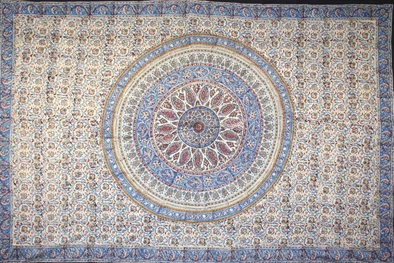 Tapestry Full Size Kalamkari Circle Blue / Red by Homeportonline