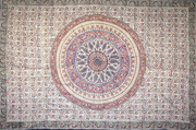 Tapestry Full Size Kalamkari Circle Red / Green by Homeportonline