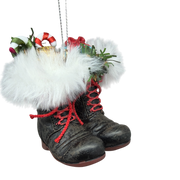 Filled Boots With Joy Ornament  - Black