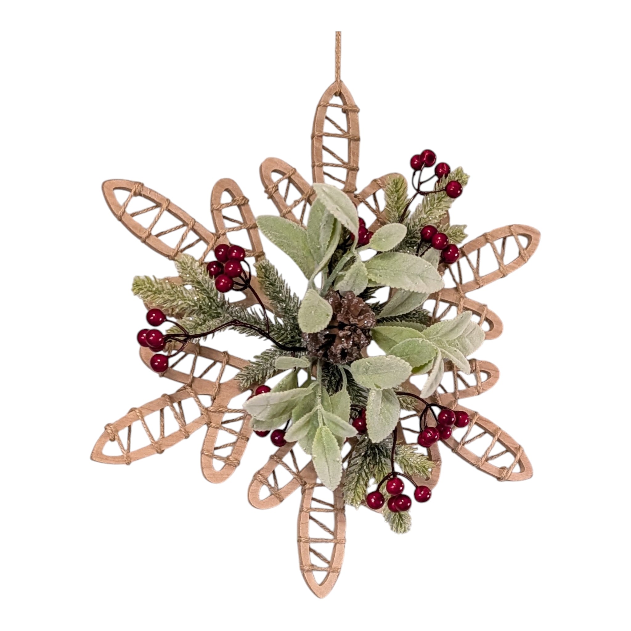 Botanical Snowflake 16 Inch Wall Ornament - Natural