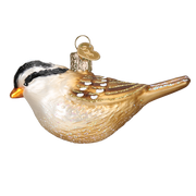 White Crowned Sparrow  Glass Ornament
