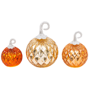 Lighted Handblown Mercury Glass Pumpkins - 3 Piece Set