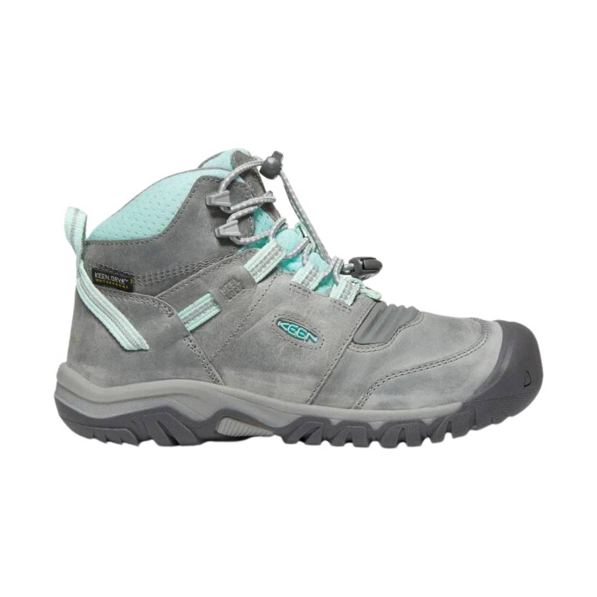 KEEN Big Kids' Ridge Flex Waterproof Mid Boot- Grey/Blue Tint by Lenny's Shoe & Apparel