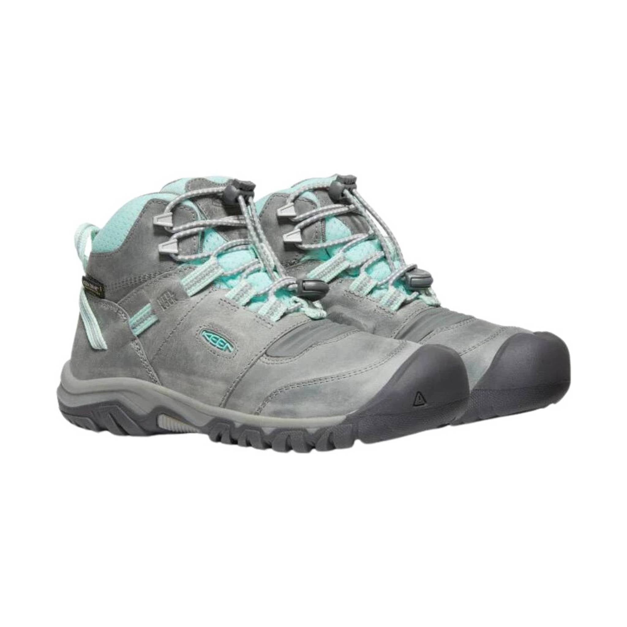 KEEN Big Kids' Ridge Flex Waterproof Mid Boot- Grey/Blue Tint by Lenny's Shoe & Apparel
