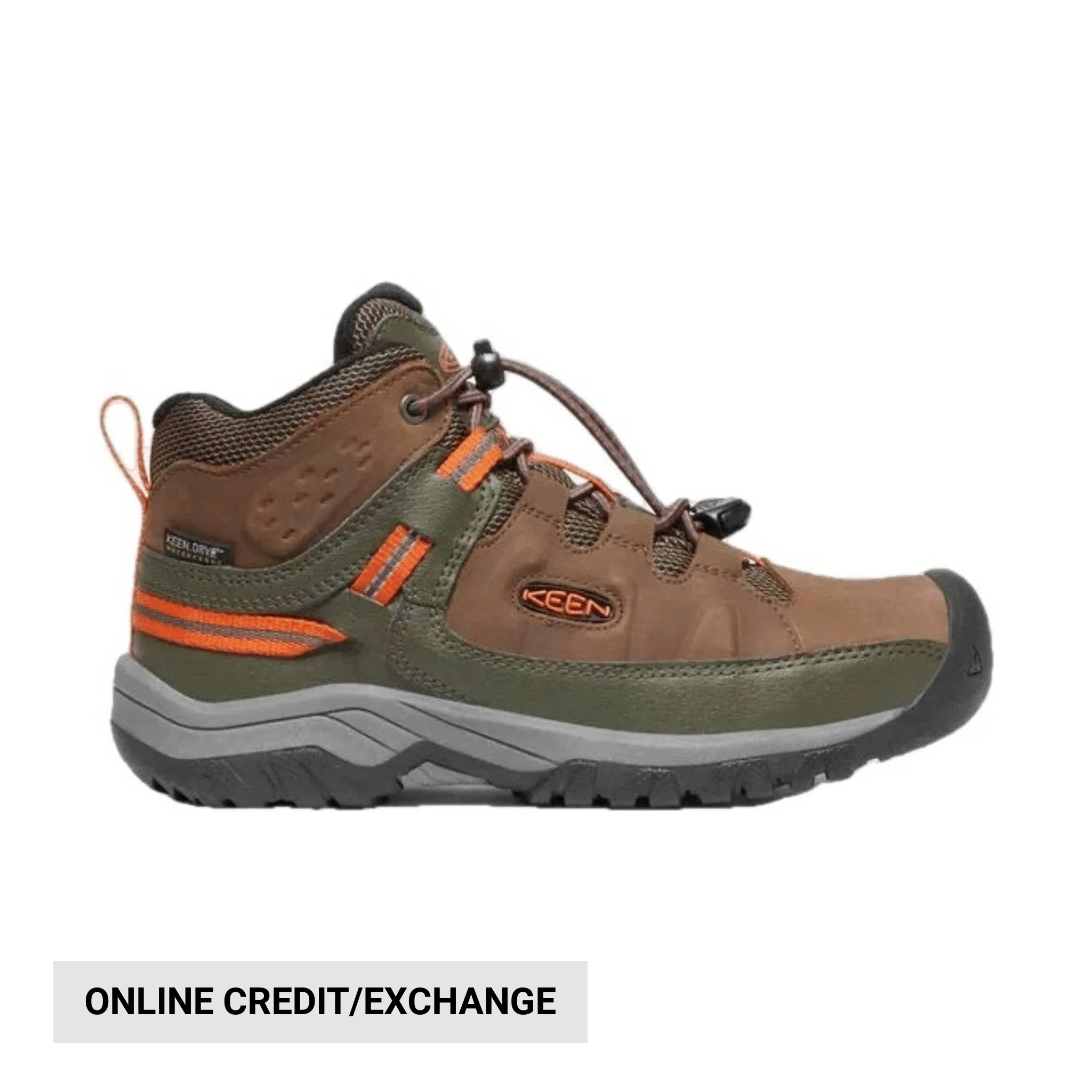 KEEN Big Kids' Targhee Mid Waterproof Hiking Boot - Dark Earth/Forest Night/Orange by Lenny's Shoe & Apparel