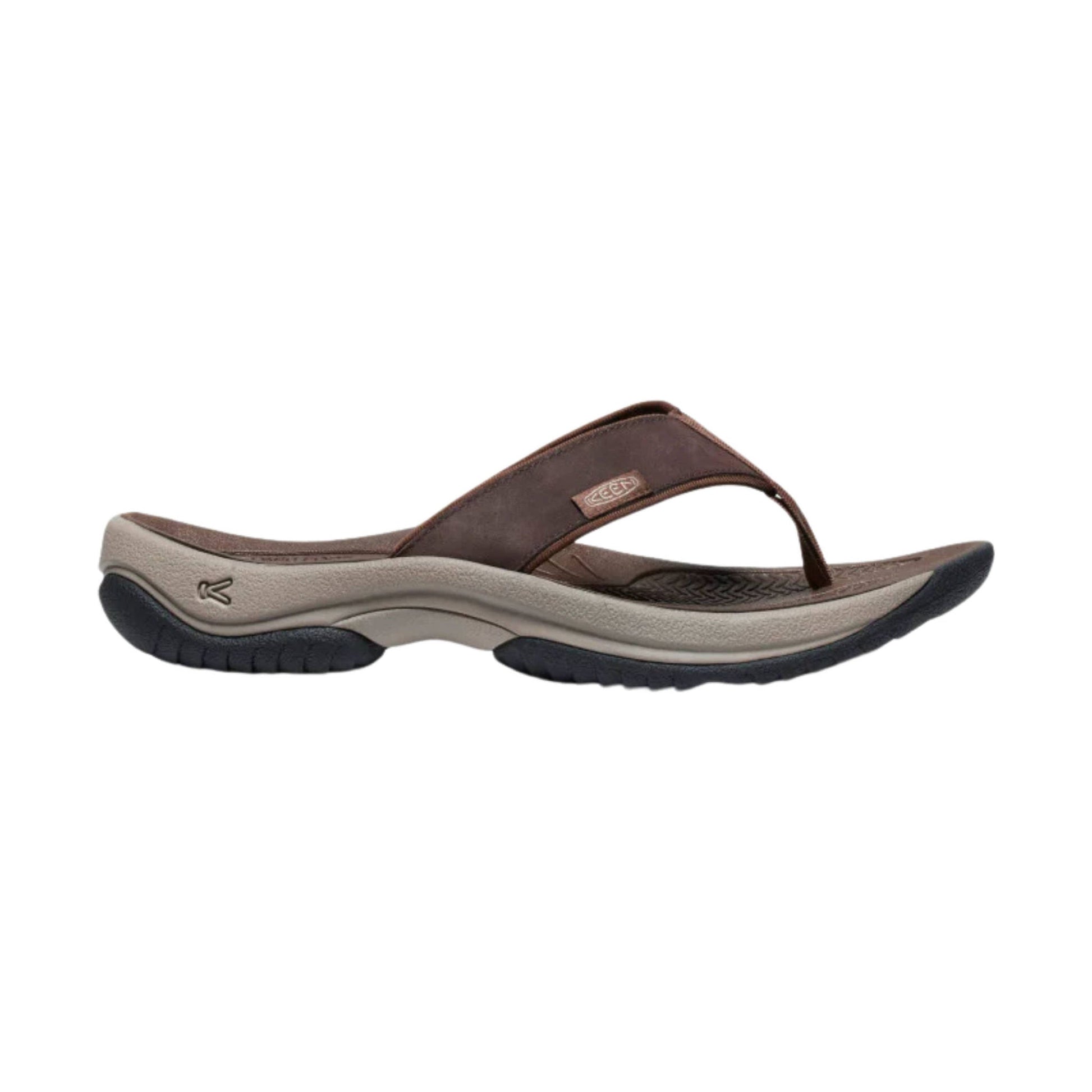KEEN Men's Kona Leather Flip Flop - Java/Dark Earth by Lenny's Shoe & Apparel