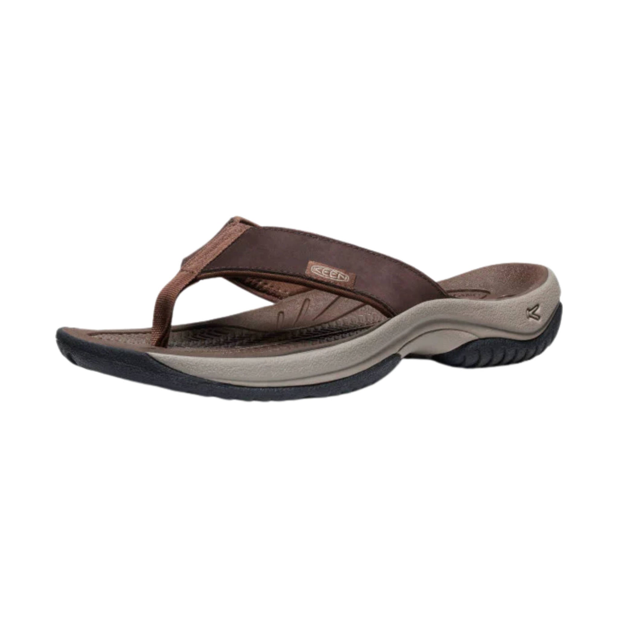 KEEN Men's Kona Leather Flip Flop - Java/Dark Earth by Lenny's Shoe & Apparel