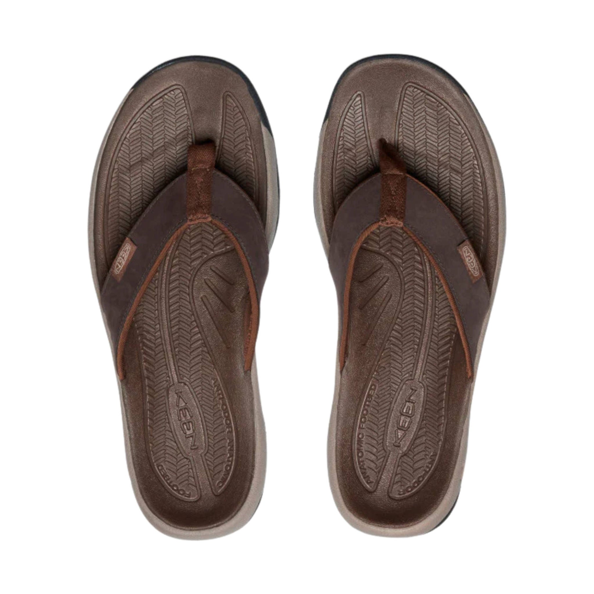 KEEN Men's Kona Leather Flip Flop - Java/Dark Earth by Lenny's Shoe & Apparel