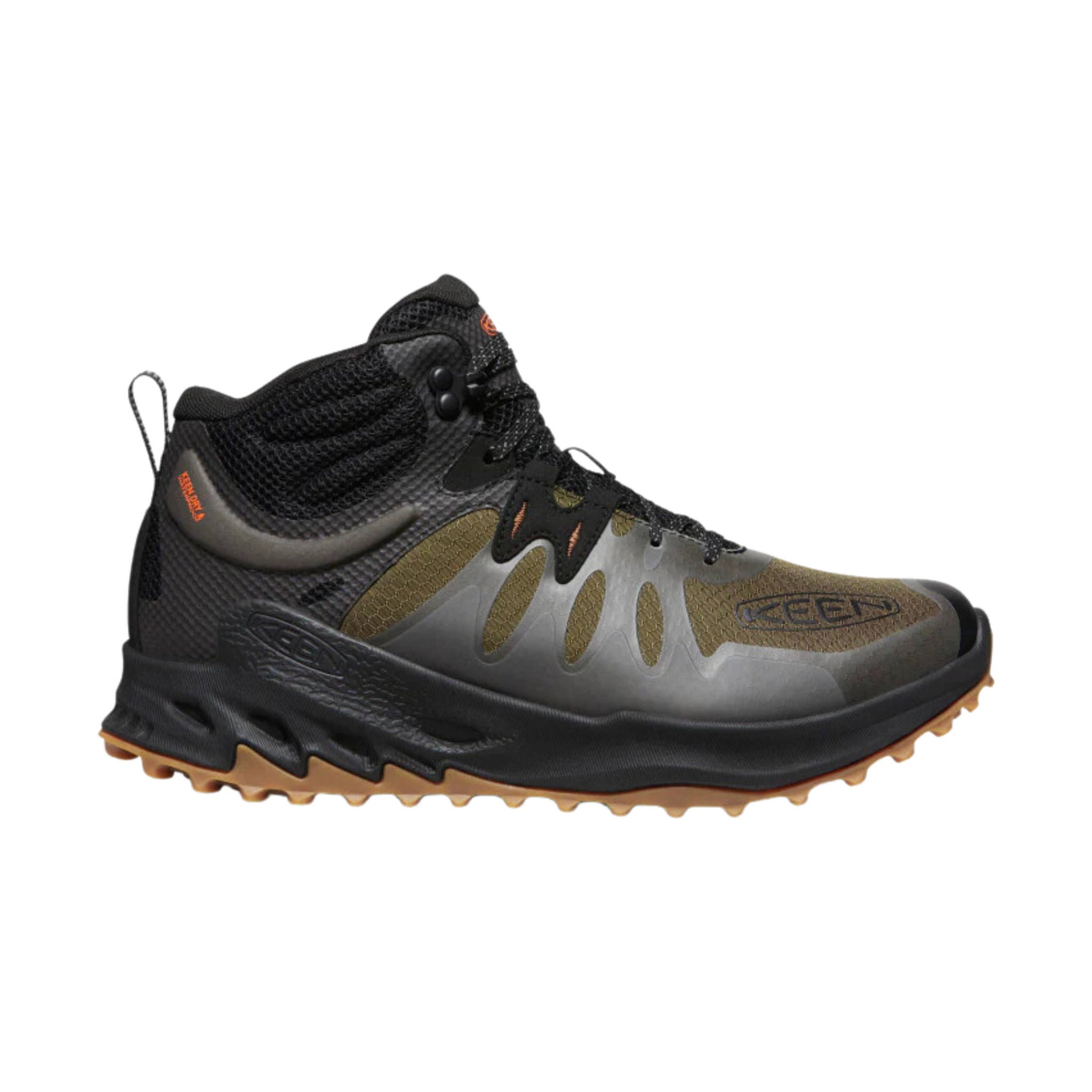 KEEN Men's Zionic Waterproof Hiking Boots - Dark Olive/Scarlet Ibis by Lenny's Shoe & Apparel