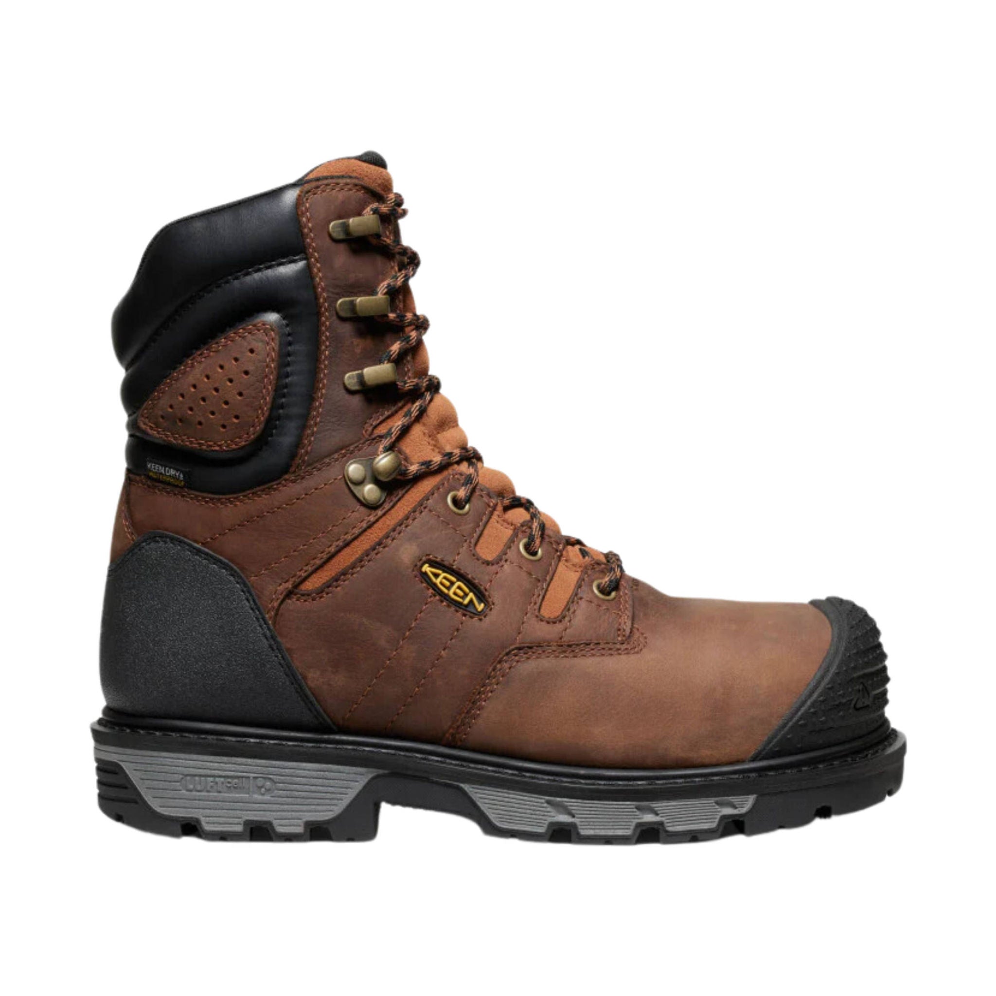 KEEN Utility Men's Camden 8 Inch Insulated Waterproof Carbon Fiber Toe Work Boots - Leather Brown/ Black by Lenny's Shoe & Apparel