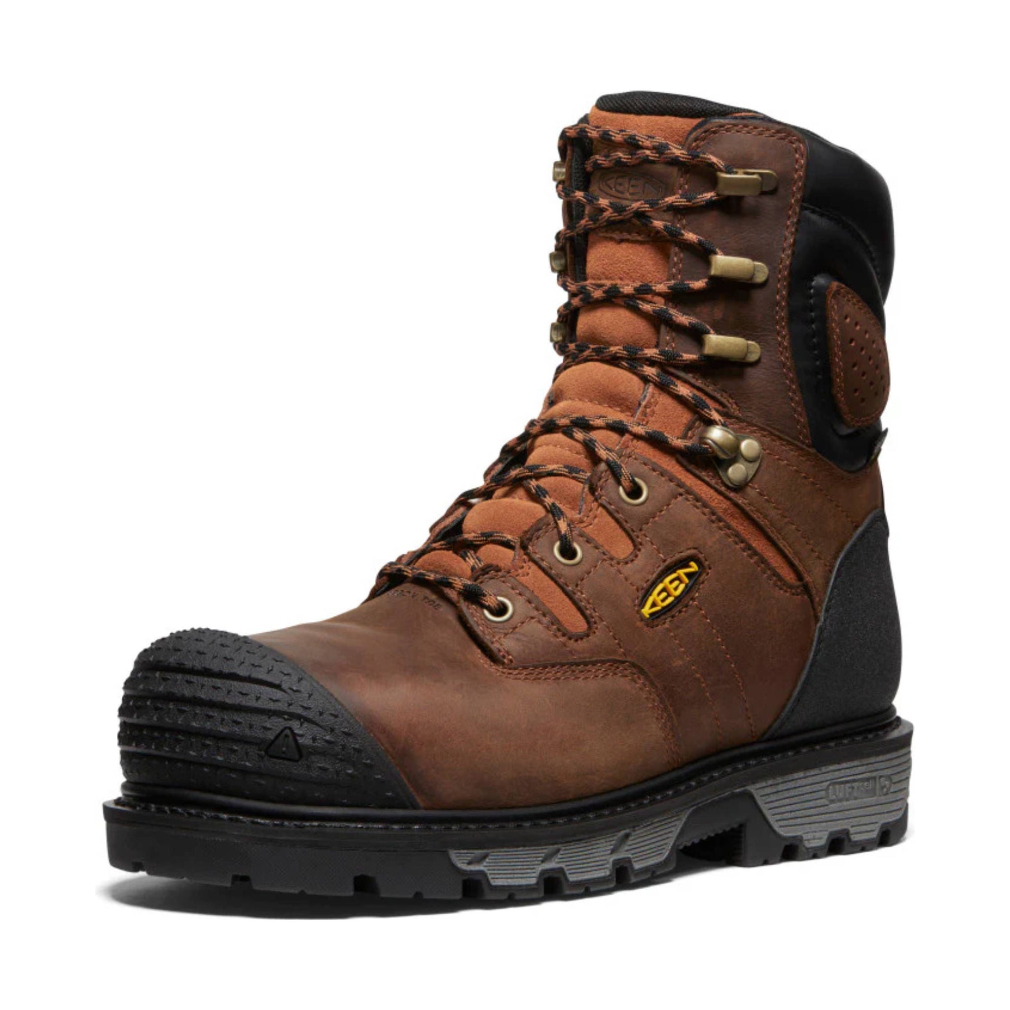 KEEN Utility Men's Camden 8 Inch Insulated Waterproof Carbon Fiber Toe Work Boots - Leather Brown/ Black by Lenny's Shoe & Apparel