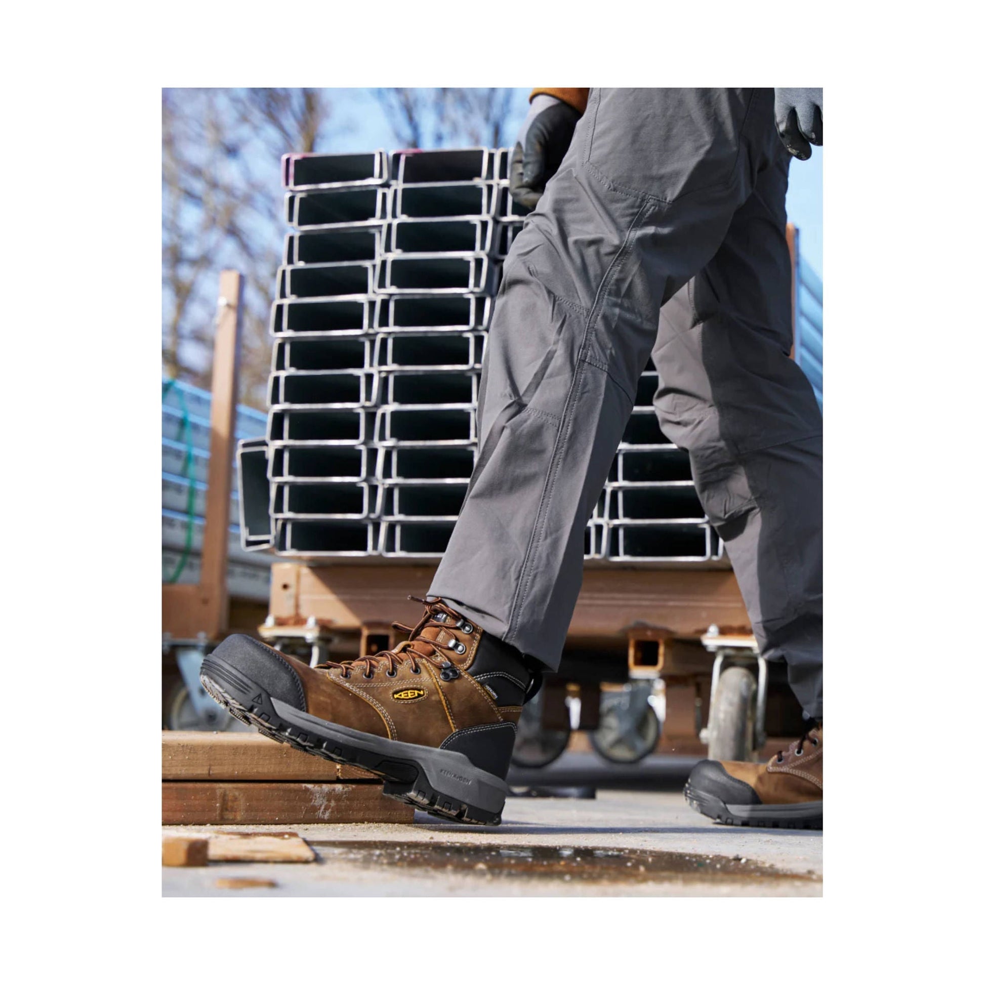 KEEN Utility Men's Evanston 6 Inch Waterproof Carbon Toe Work Boots - Bison/Black by Lenny's Shoe & Apparel