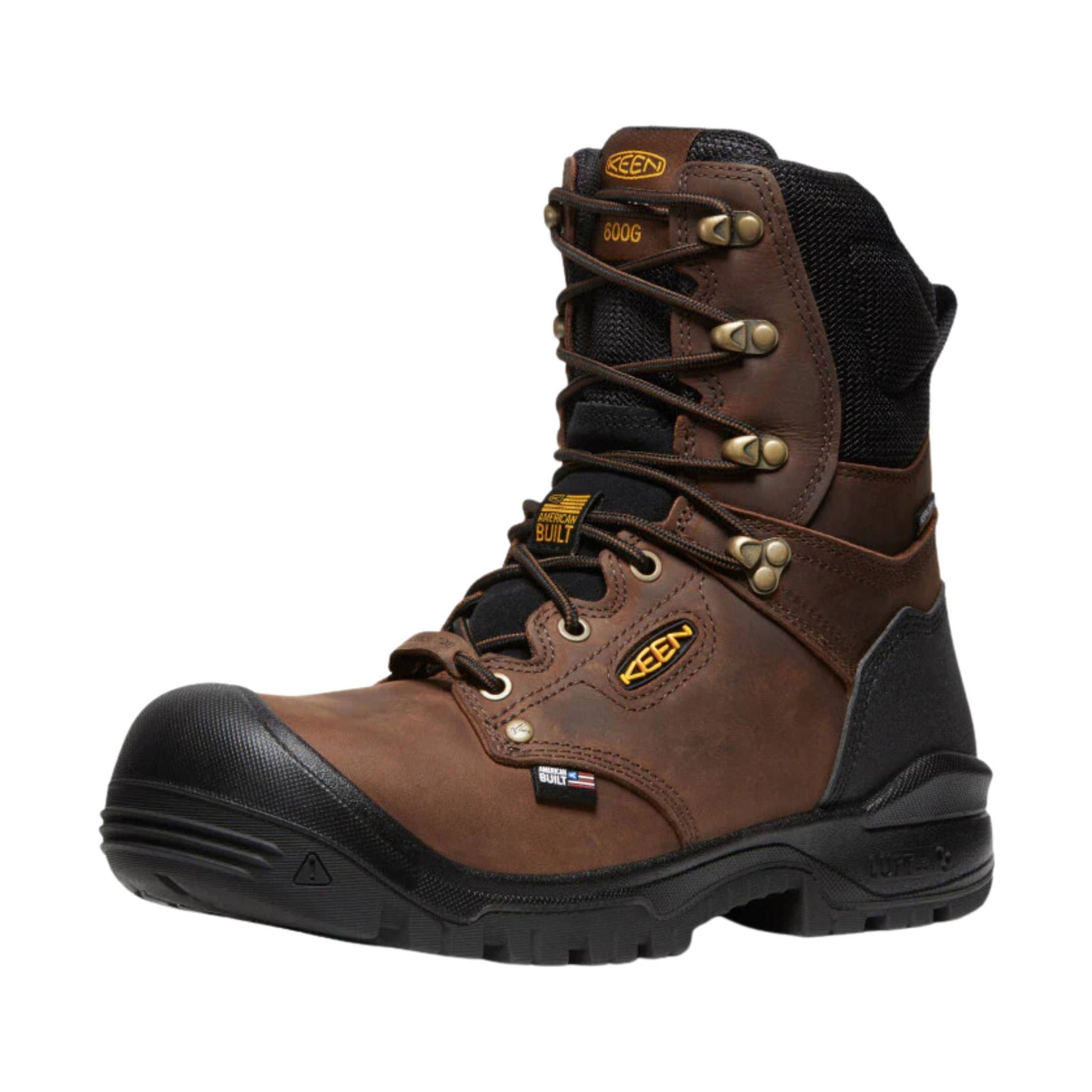KEEN Utility Men's Independence 8 Inch Insulated Waterproof Carbon Fiber Toe Work Boots - Dark Earth/Black by Lenny's Shoe & Apparel