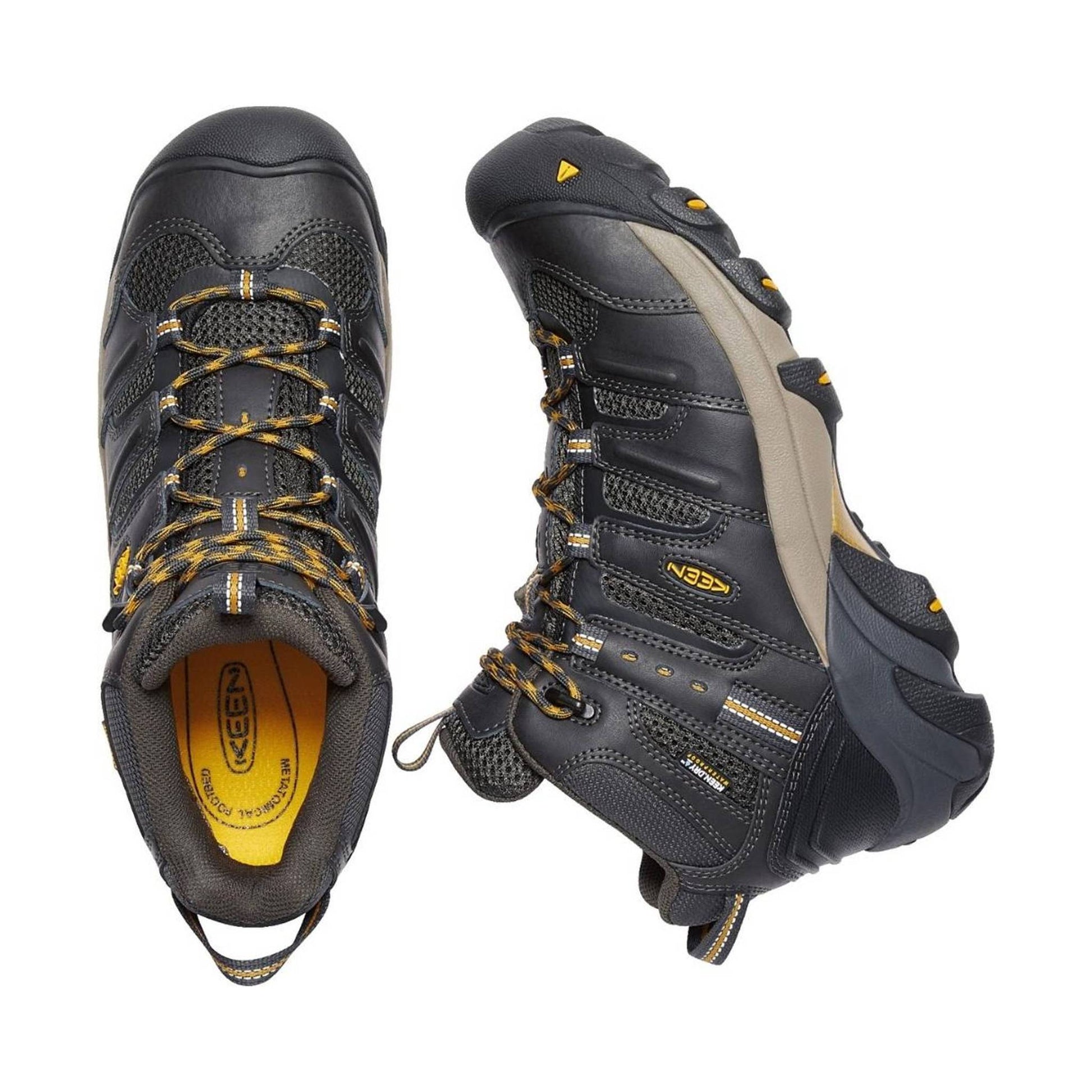 KEEN Utility Men's Lansing Mid Steel Toe Work Boot - Grey/Yellow by Lenny's Shoe & Apparel