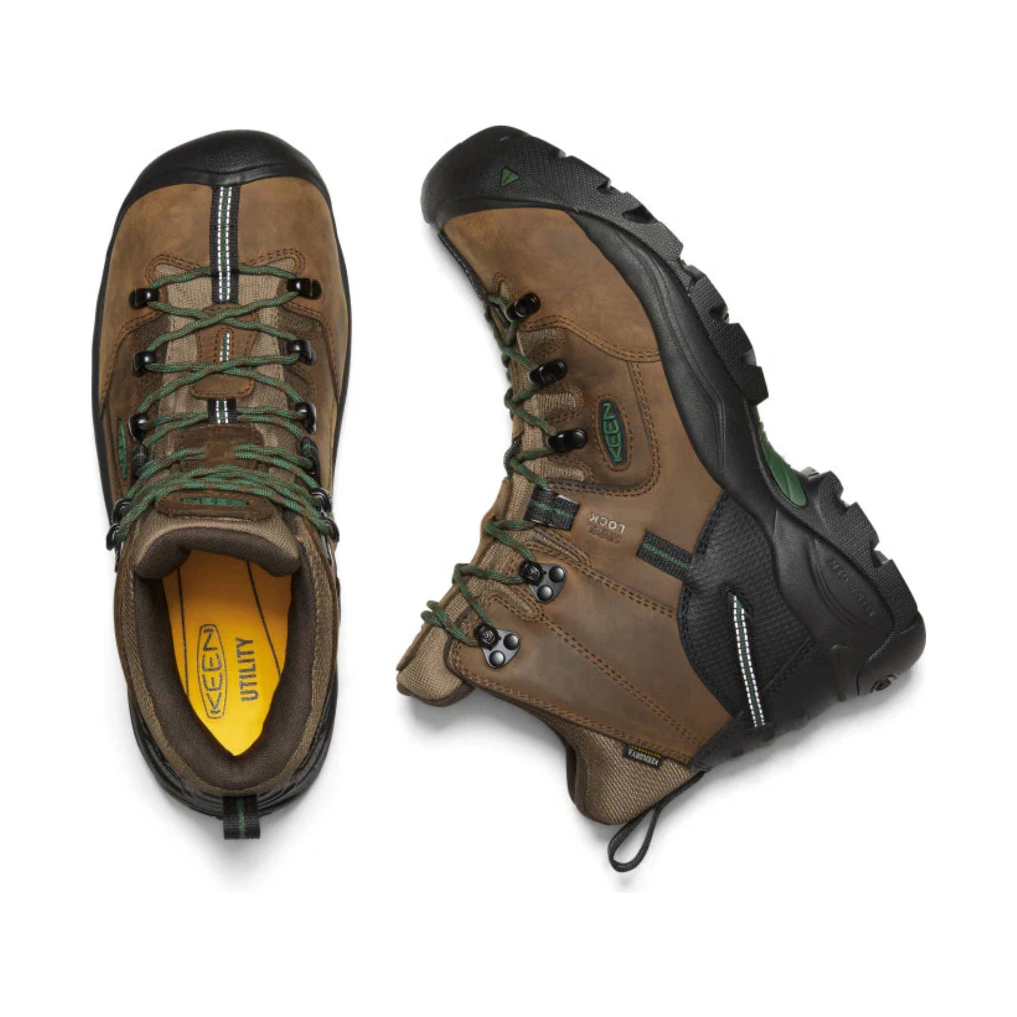 KEEN Utility Men's Pittsburgh Energy 6 Inch Waterproof Carbon Fiber Toe Work Boots - Cascade Brown/Greener Pastures by Lenny's Shoe & Apparel