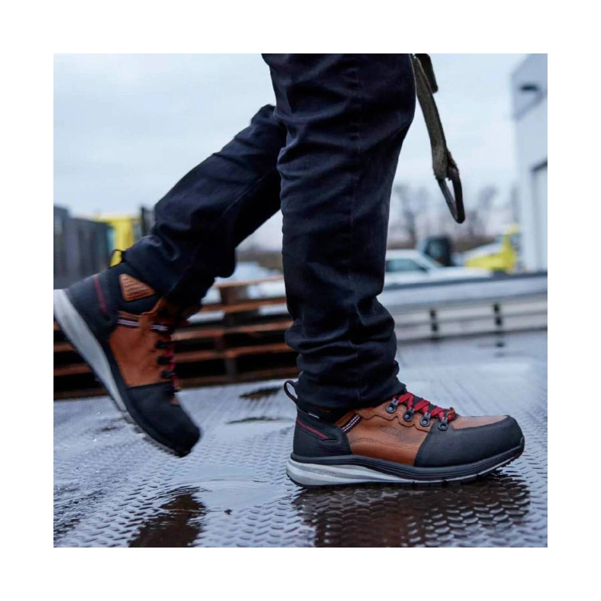KEEN Utility Men's Red Hook Mid Waterproof Carbon Fiber Toe Work Boot - Tobacco/Black by Lenny's Shoe & Apparel