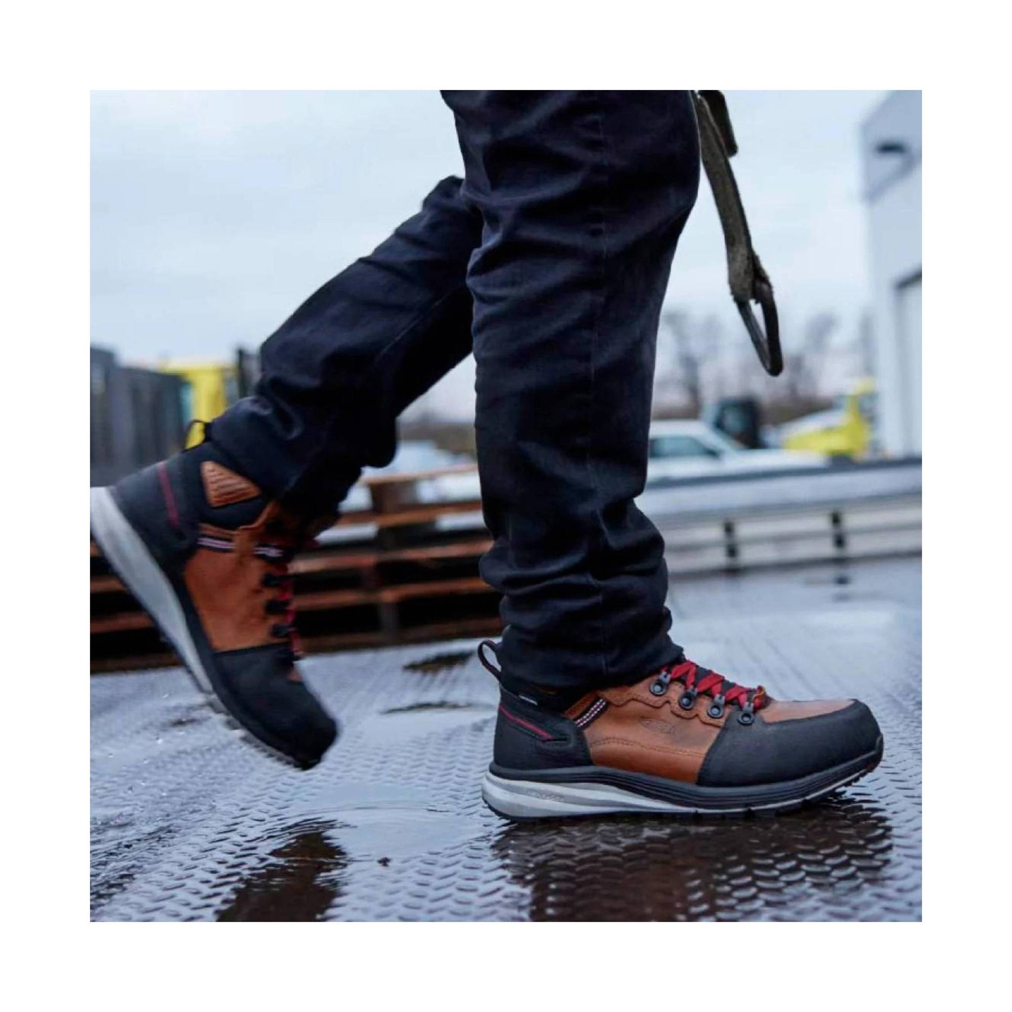 KEEN Utility Men's Red Hook Mid Waterproof Carbon Fiber Toe Work Boot - Tobacco/Black by Lenny's Shoe & Apparel