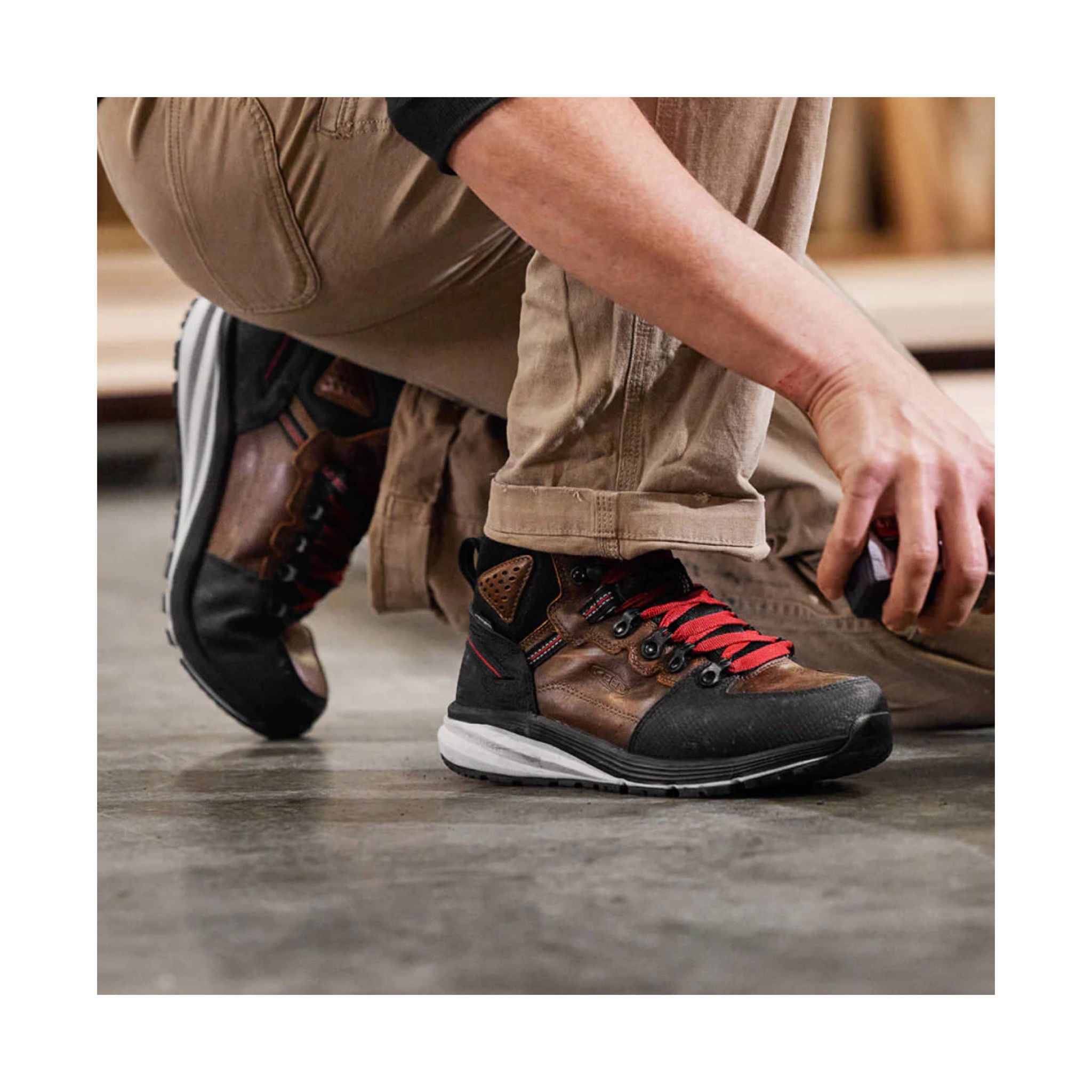 KEEN Utility Men's Red Hook Mid Waterproof Soft Toe Boot - Tobacco/Black by Lenny's Shoe & Apparel