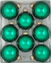 Christmas By Krebbs 2 5/8 Glass Balls - Gold Caps - Emerald Green 8 Pack