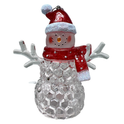 3.75"LED Snowman With Red Hat Ornament