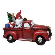 Festive Gnome's Lighted Truck Figurine