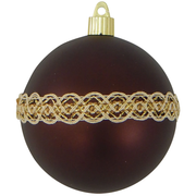 4" (100mm) Commercial Shatterproof Ball Ornament - Cowboy Brown with Gold Braid