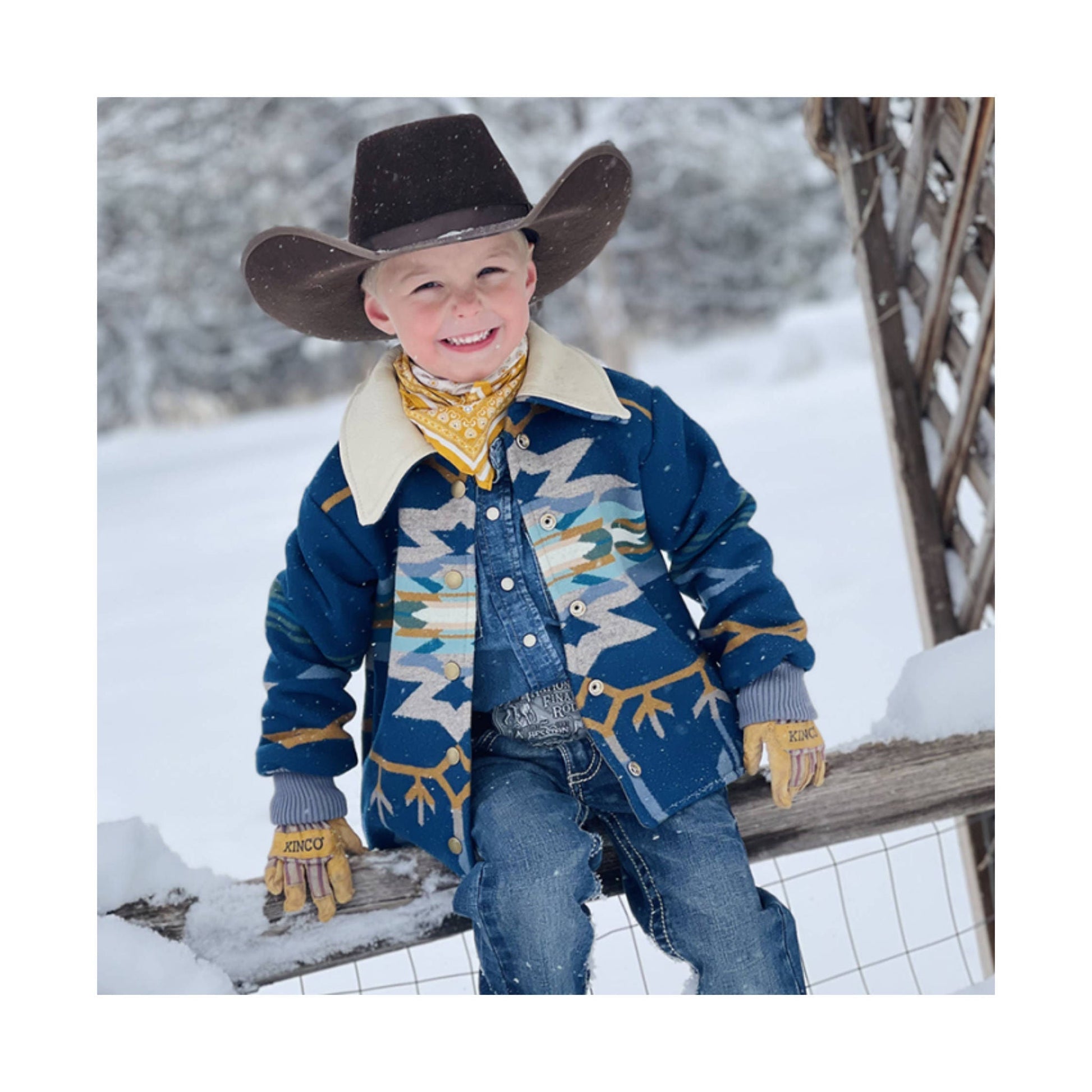 Kinco Kids' 1927 Lined Grain Leather Palm With Safety Cuff Gloves - Otto Striped by Lenny's Shoe & Apparel