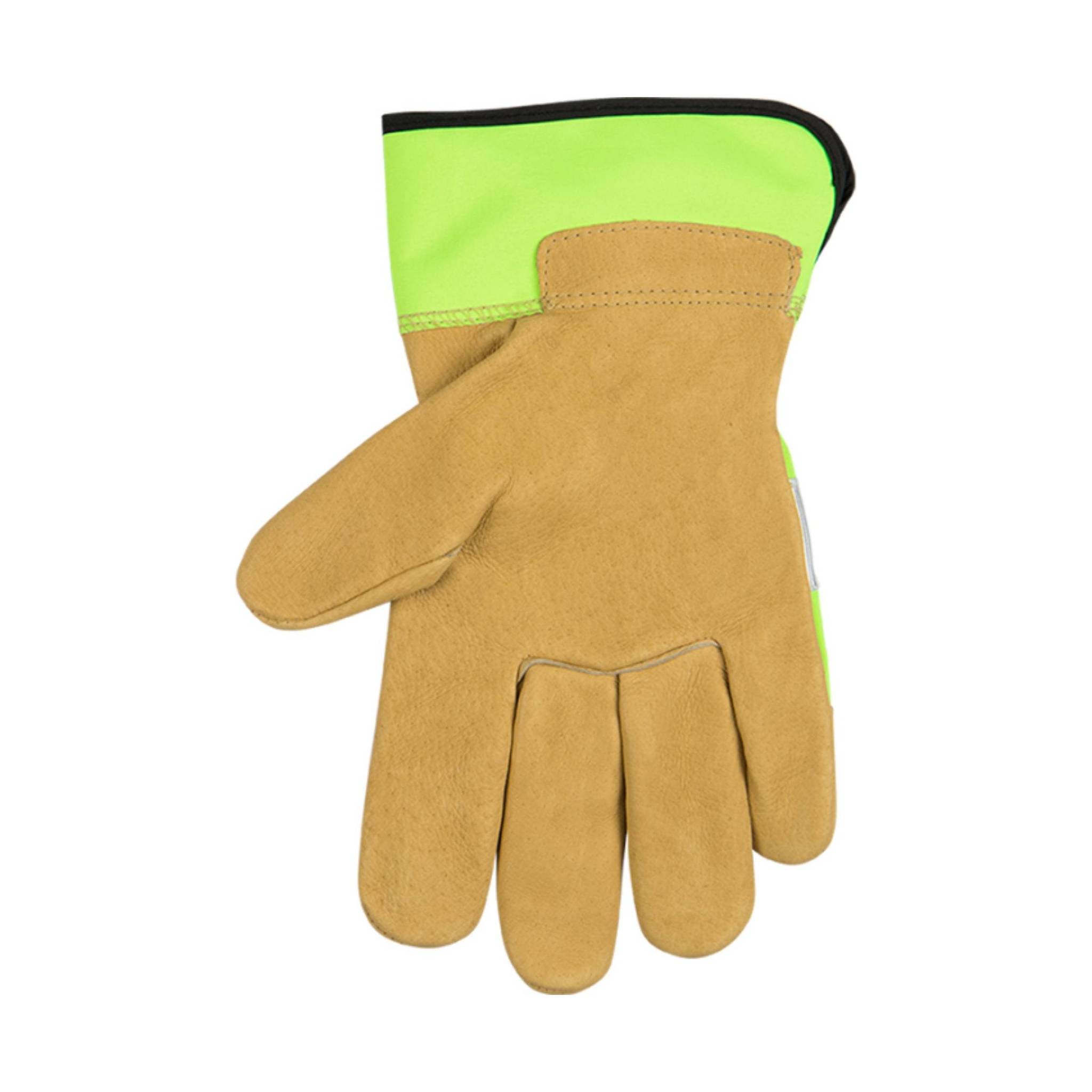 Kinco Men's Hi-Vis Green and Grain Pigskin Palm Work Gloves - Beige/Green by Lenny's Shoe & Apparel