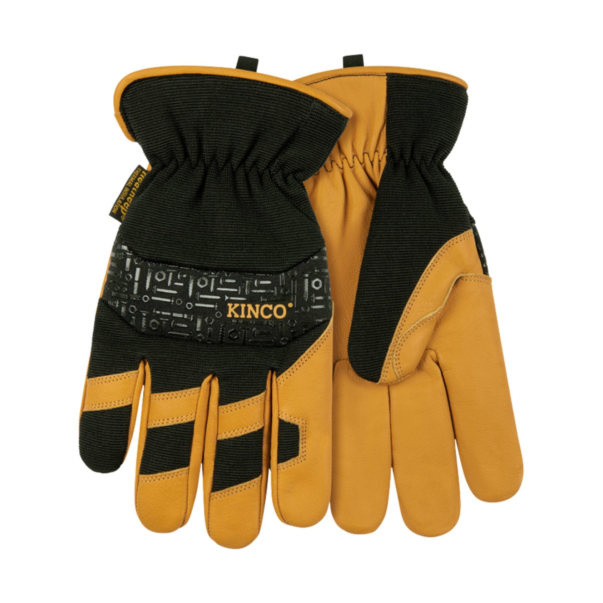 Kinco Men's Lined Grain Buffalo and Synthetic Hybrid Gloves - Black