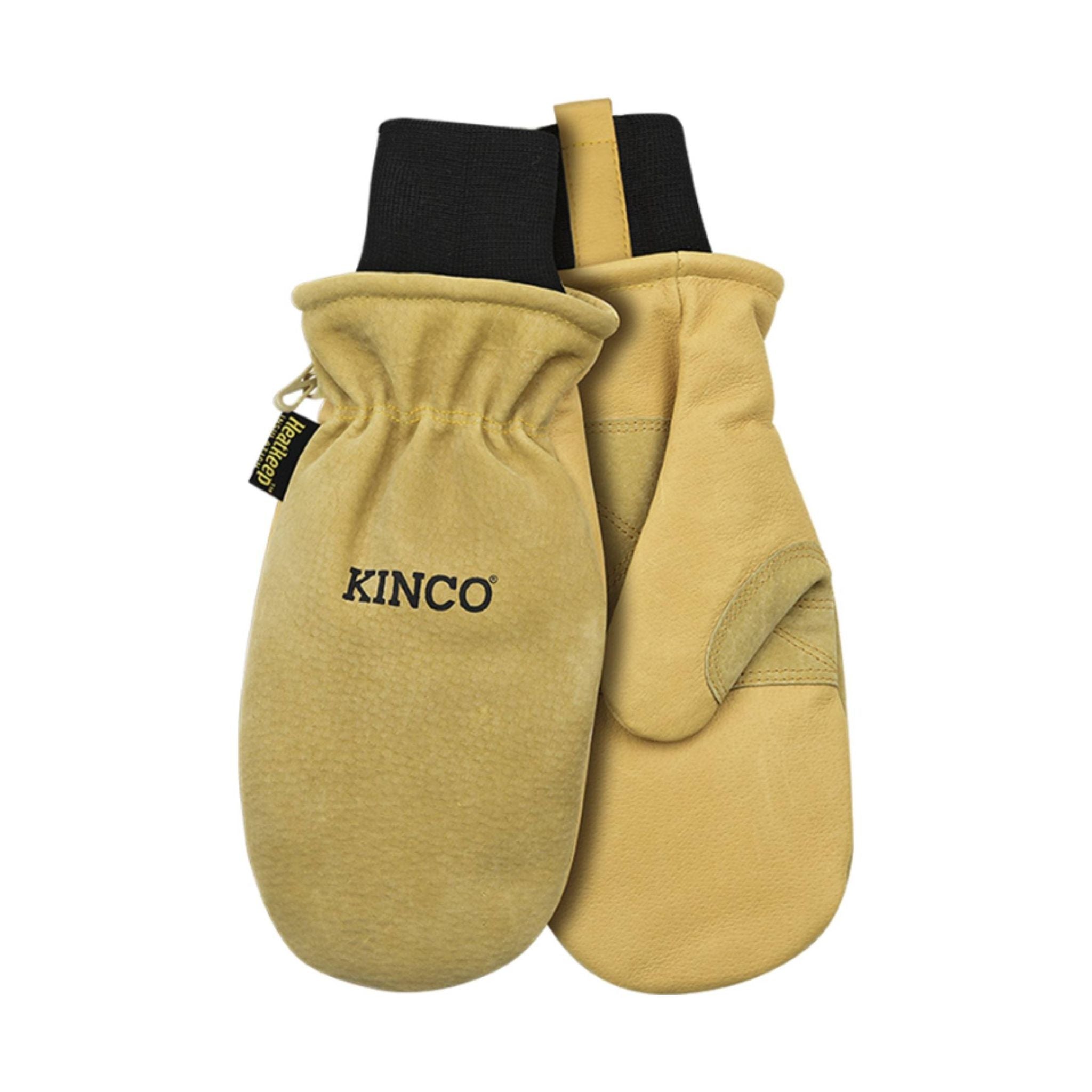 Kinco Men's Lined Heavy Duty Premium Grain and Suede Pigskin Ski Mitten With Omni Cuffs - Golden by Lenny's Shoe & Apparel