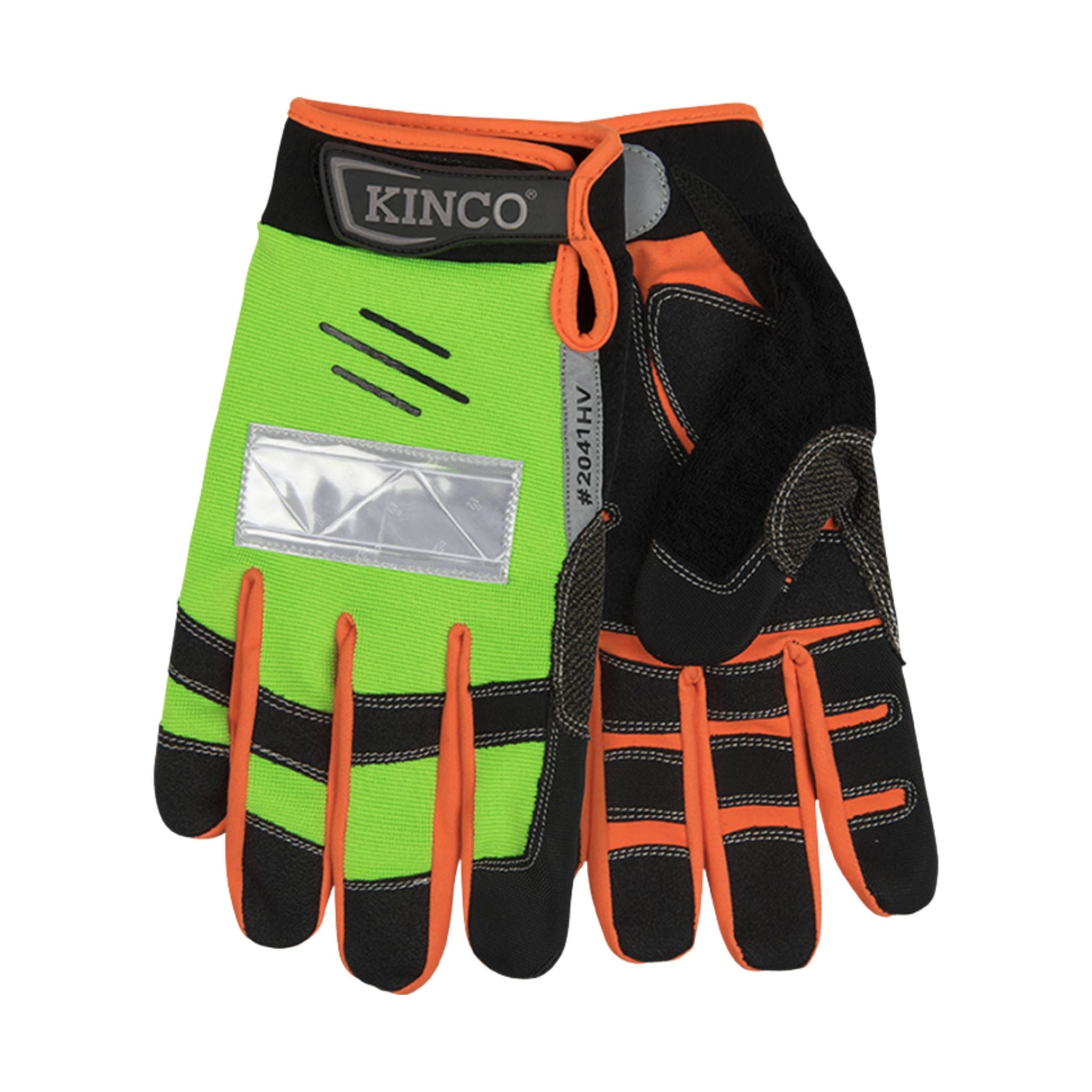 Kinco Men's Pro Hi Vis General Synthetic With Pull Strap Work Gloves - High Visibility Green by Lenny's Shoe & Apparel
